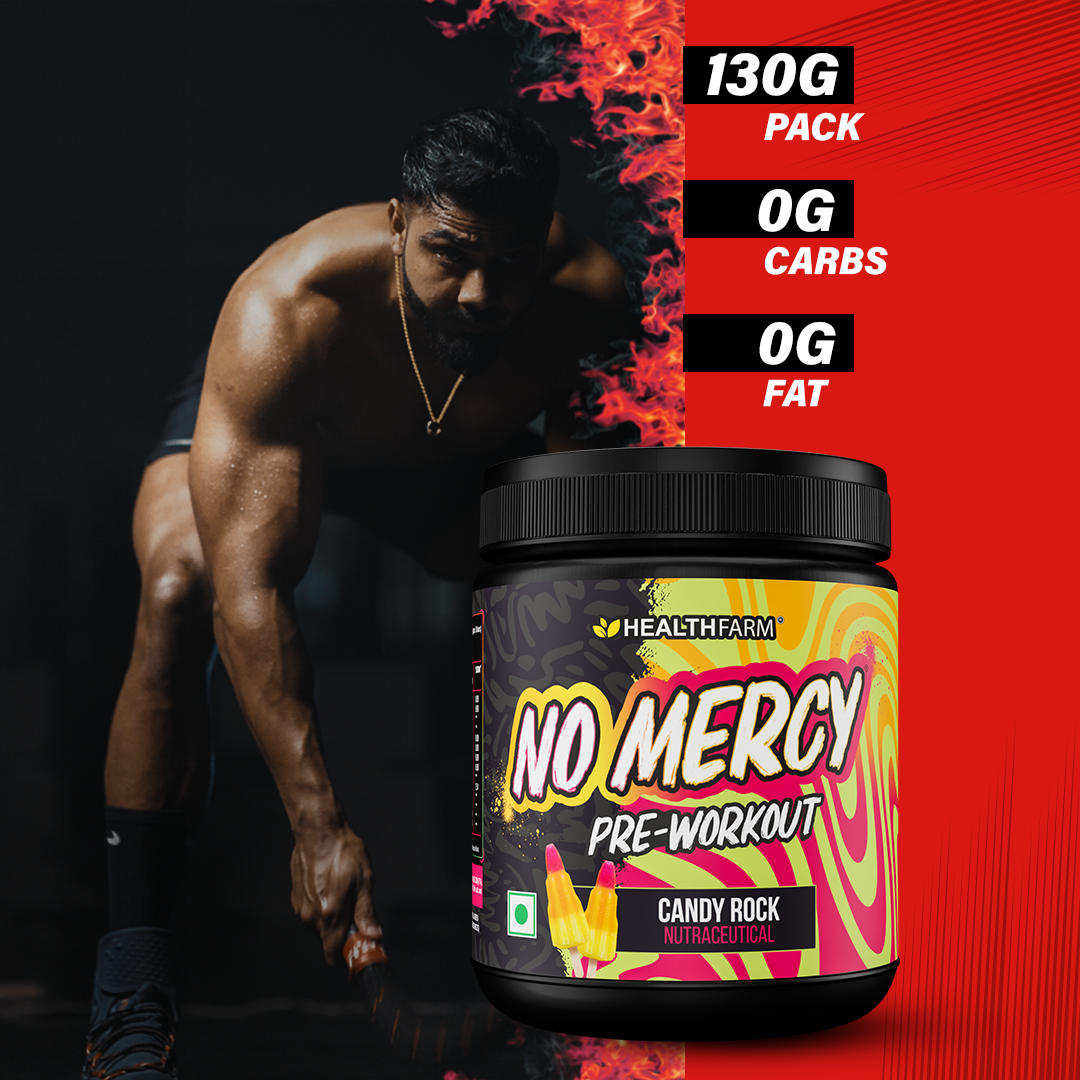 Healthfarm Muscle Whey (1Kg) +No Mercy + Creatine (100g) + Shaker