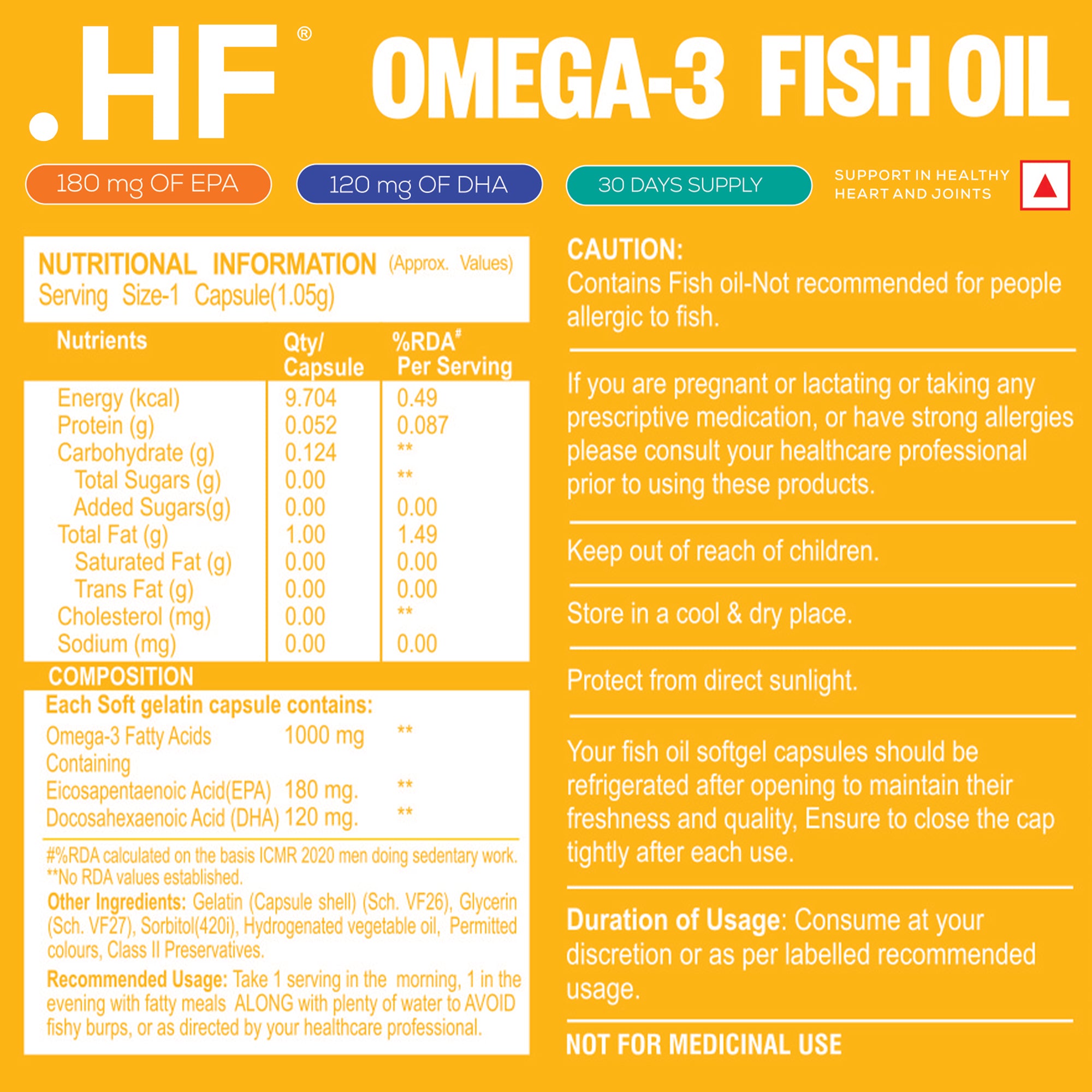 HealthFarm Omega 3 Fish Oil 60 Softgel