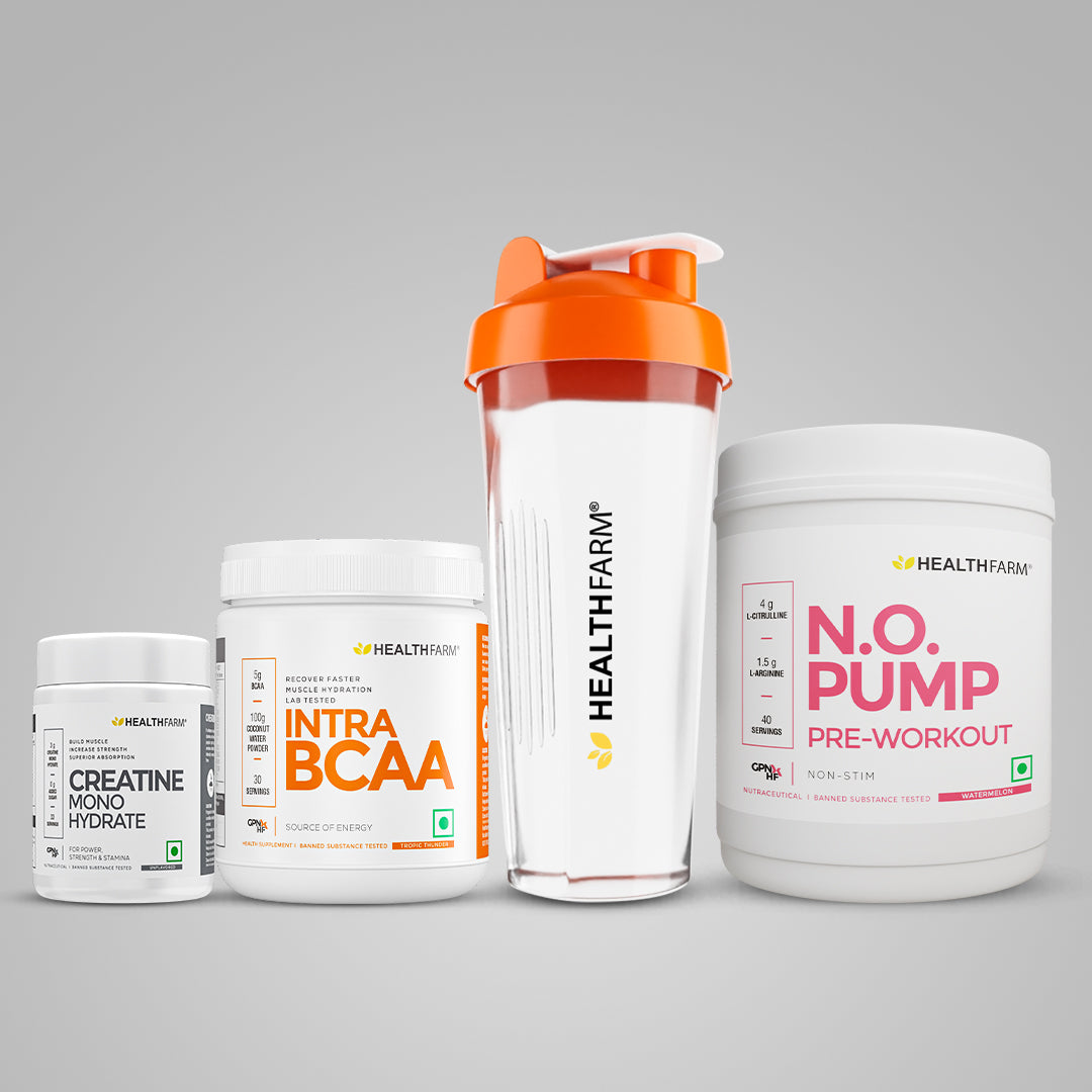 Healthfarm N.O Pump + Intra BCAA + Creatine (100g) + Free Shaker