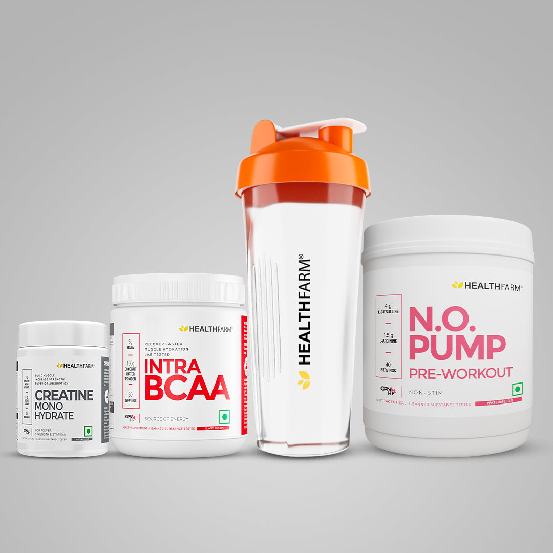 Healthfarm N.O Pump + Intra BCAA + Creatine (100g) + Free Shaker