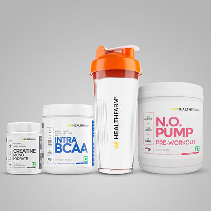 Healthfarm N.O Pump + Intra BCAA + Creatine (100g) + Free Shaker