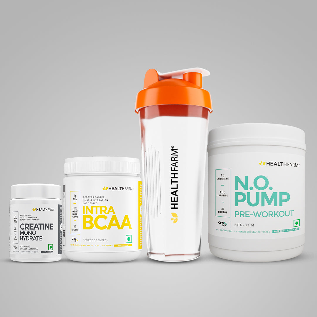 Healthfarm N.O Pump + Intra BCAA + Creatine (100g) + Free Shaker