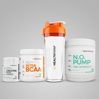 Healthfarm N.O Pump + Intra BCAA + Creatine (100g) + Free Shaker