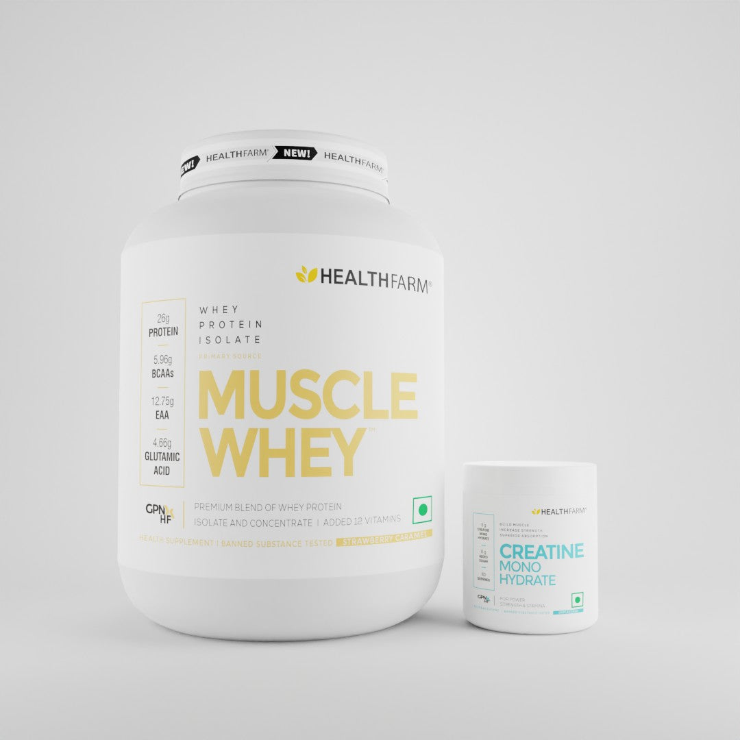 Healthfarm Muscle Whey (2Kg) + Muscle Creatine Monohydrate (250g) - Healthfarm Nutrition