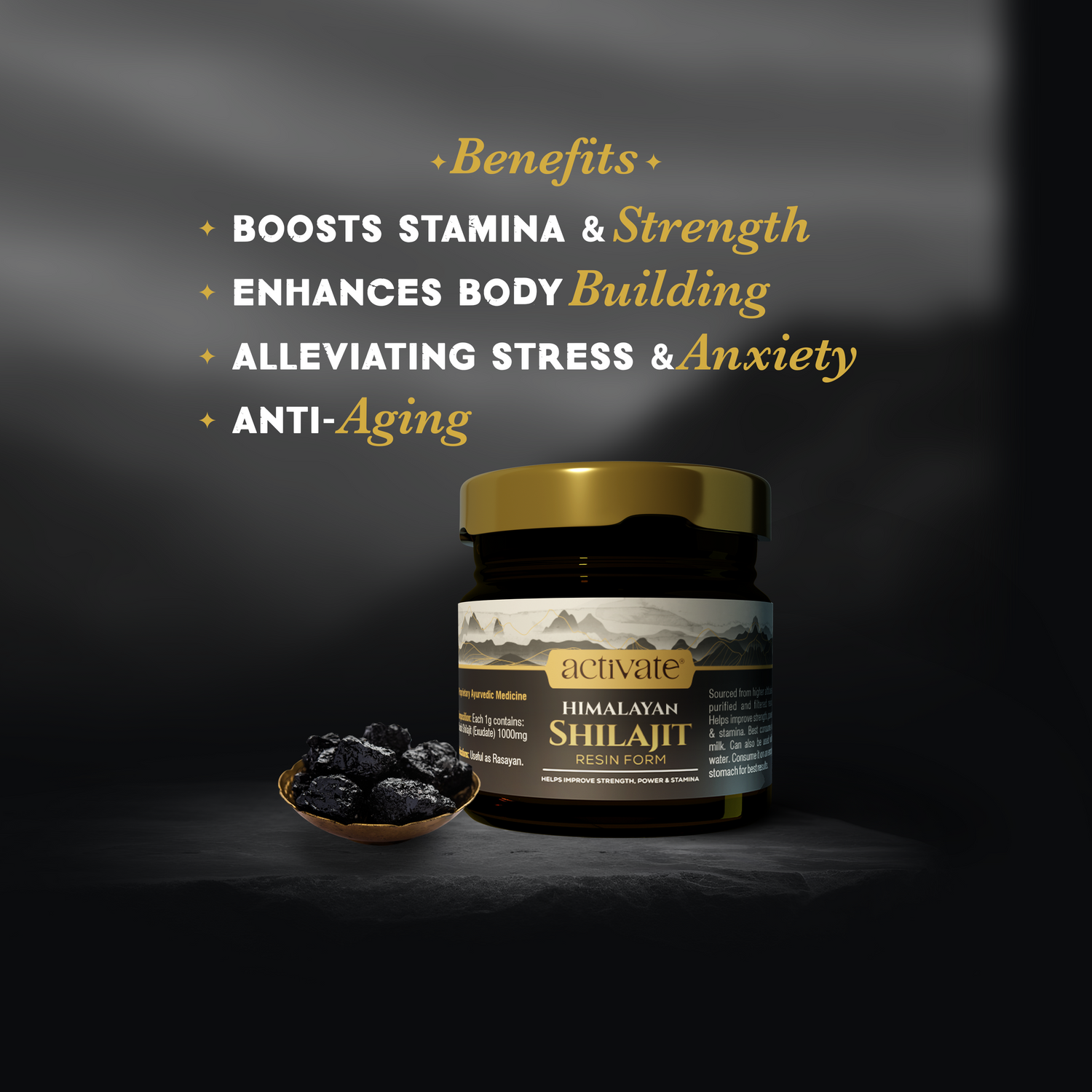 Activate Himalayan Shilajit Resin 20g – For Endurance, Stamina and Strength – Lab Tested