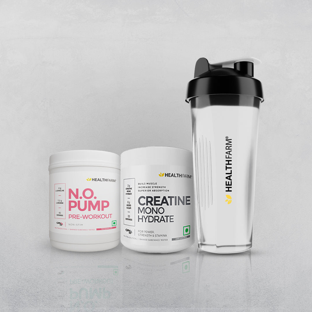 Healthfarm N.O Pump + Creatine (100g) + Free Shaker