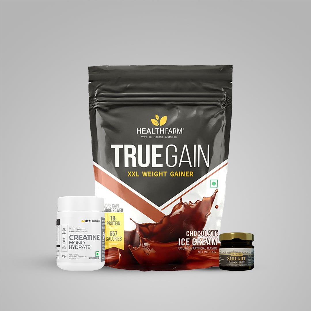 Healthfarm TrueGain (1Kg) + Creatine (50g) + Shilajit (20g)