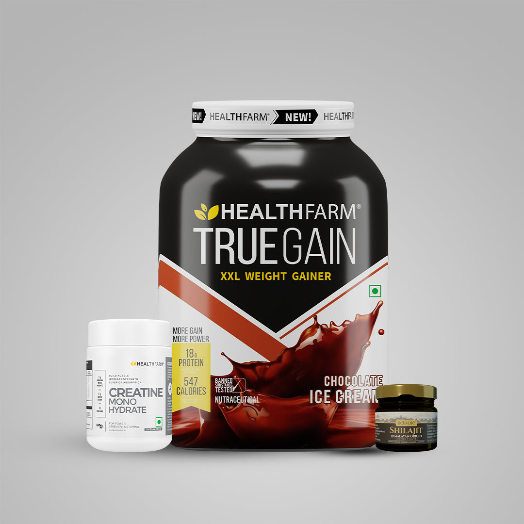 Healthfarm TrueGain (2Kg) + Creatine (50g) + Shilajit (20g)