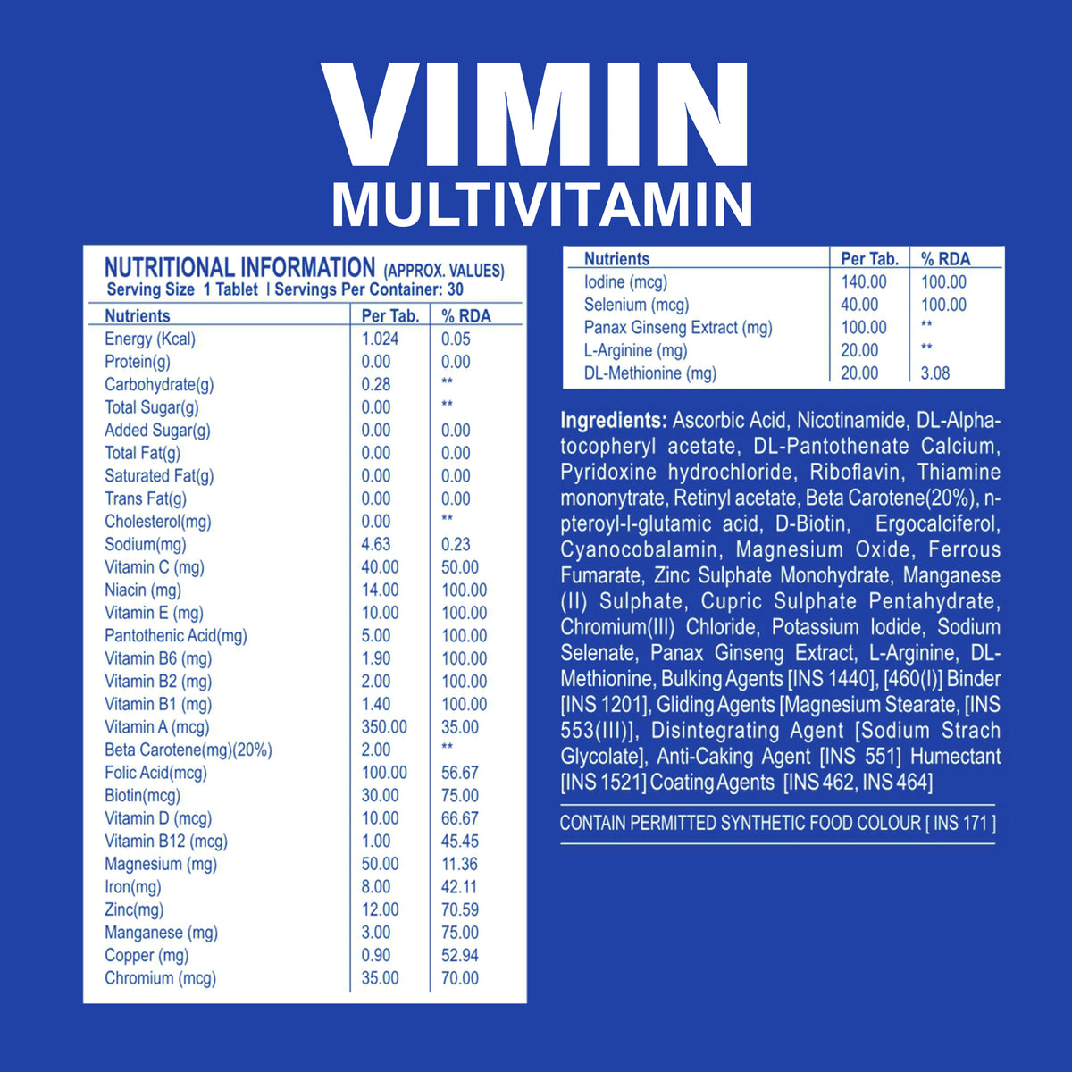 Healthfarm ViMin Multivitamin - (30 Tab) – Healthfarm Nutrition