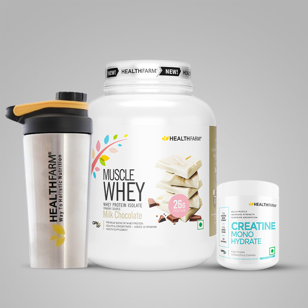 Healthfarm Muscle Whey (2Kg) + Muscle Creatine Monohydrate (250g)