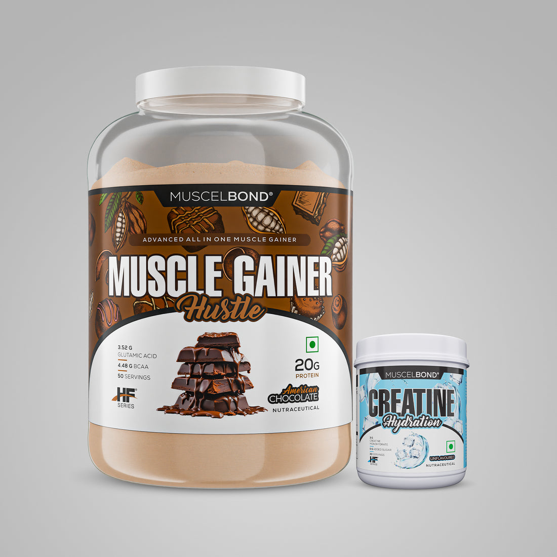 Muscelbond Muscle Gainer Hustle 3Kg + Creatine (100g)