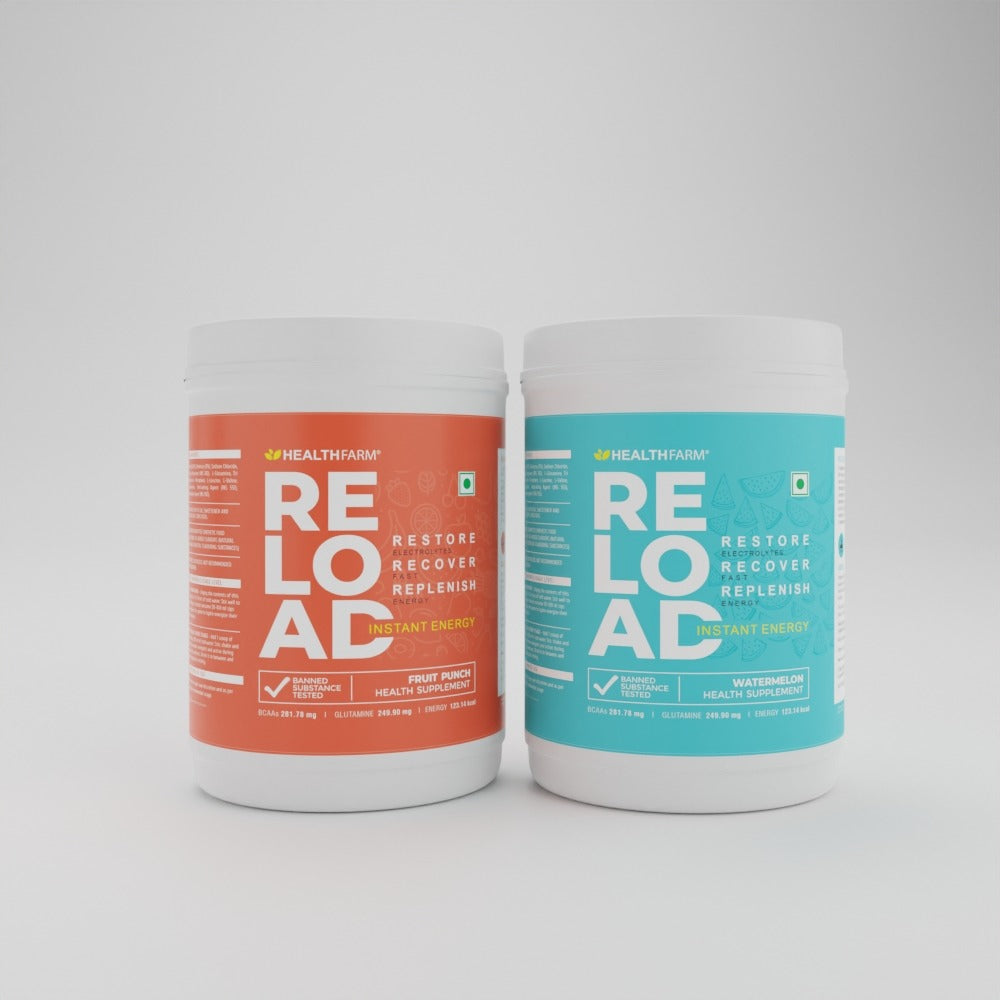 Reload Instant Drink, (Watermelon + Fruit Punch) Combo - HealthFarm 